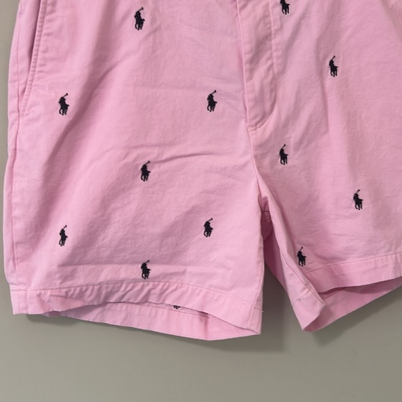 RALPH LAUREN Polo Men’s Tyler Shorts Stretch Pink All Over Navy Pony Chino Sz 36 - Picture 4 of 11
